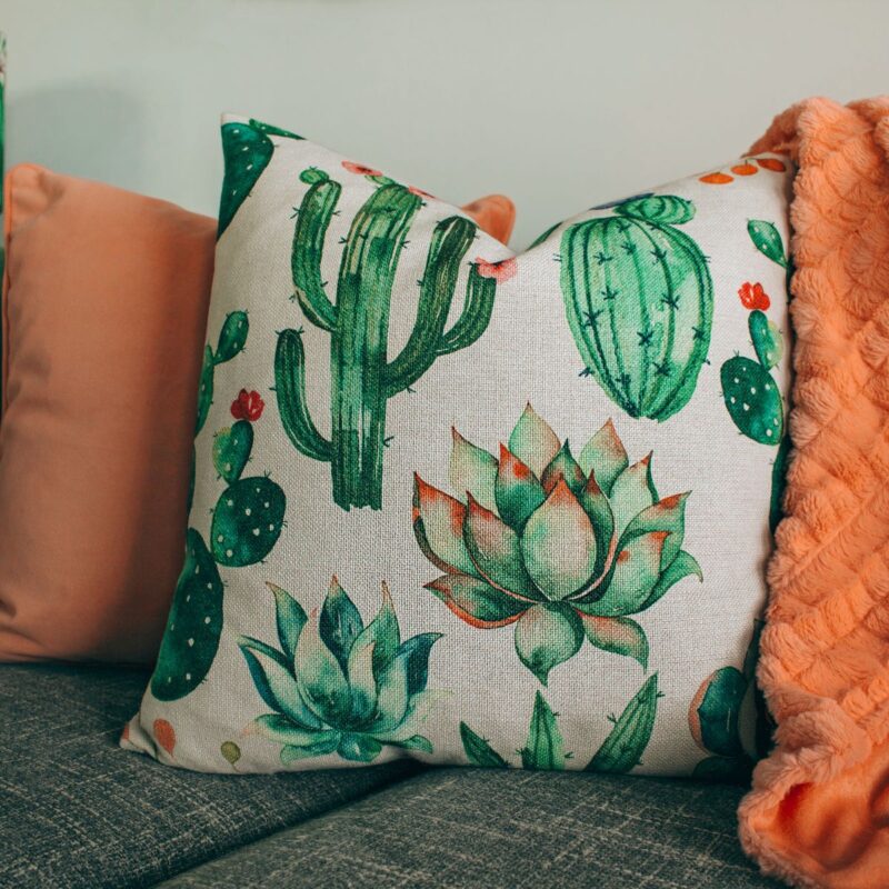 Cactus Print Linen Cushion